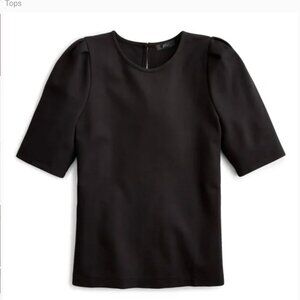 J. Crew Black Knit Puff Sleeve Ponte Top Shirt Top Size XS NWT